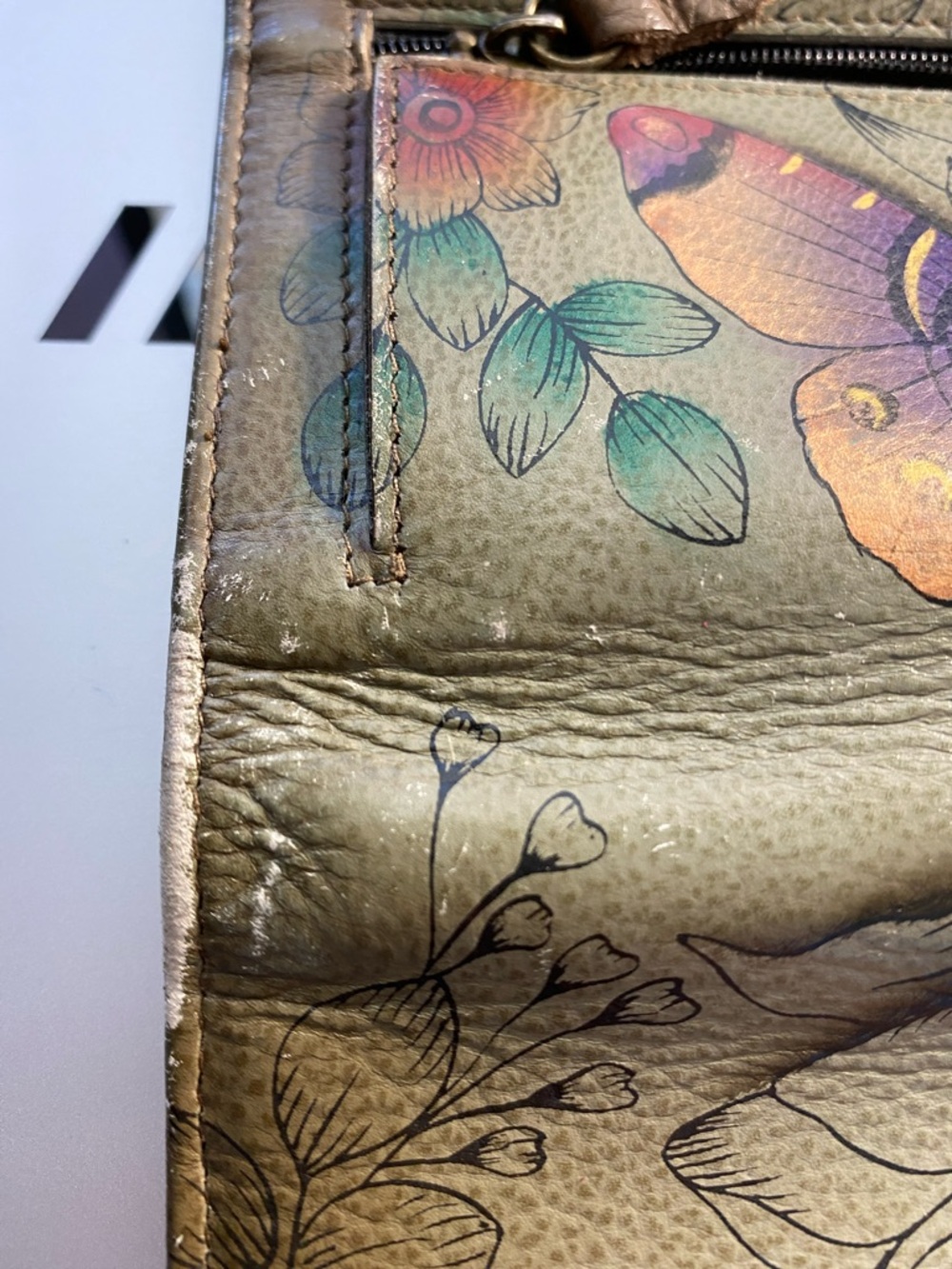 Anuschka Multicolor Butterfly Printed Leather Wallet - Picture 8 of 16